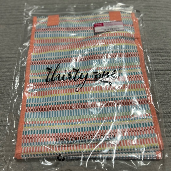 Thirty one cinch up utility tote New in Package!!  multi color stripe - Picture 2 of 2
